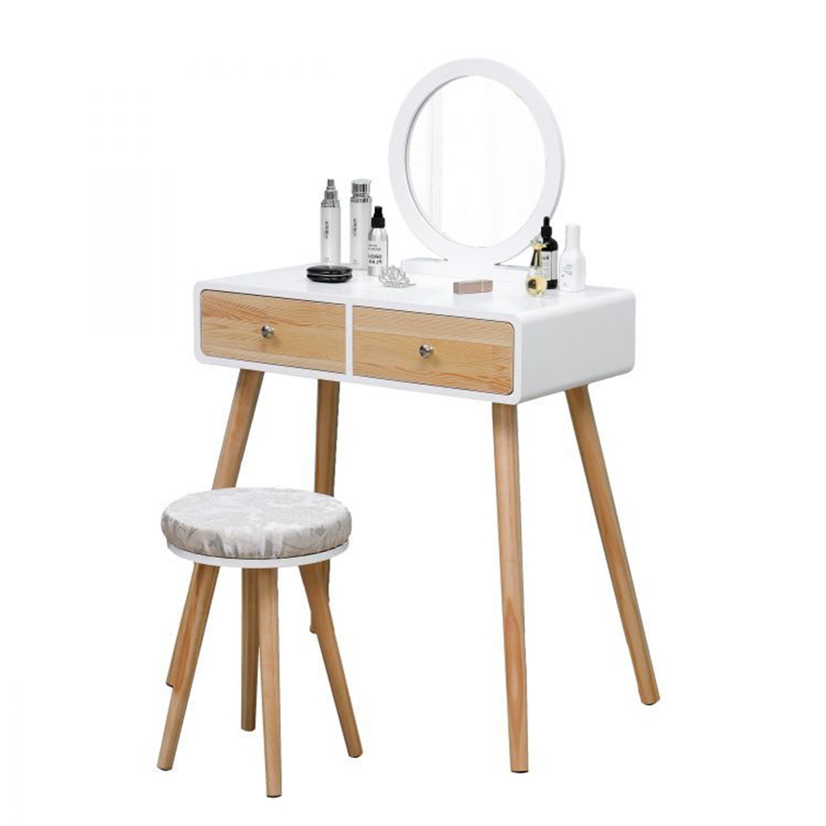 Toaletní stolek se zrcadlem + židle | Lilly (Výstavní kus)